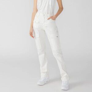 New SANCTUARY COTTON Poppy Solid Bootcut Chino Cargo Pants in White  298BJ0